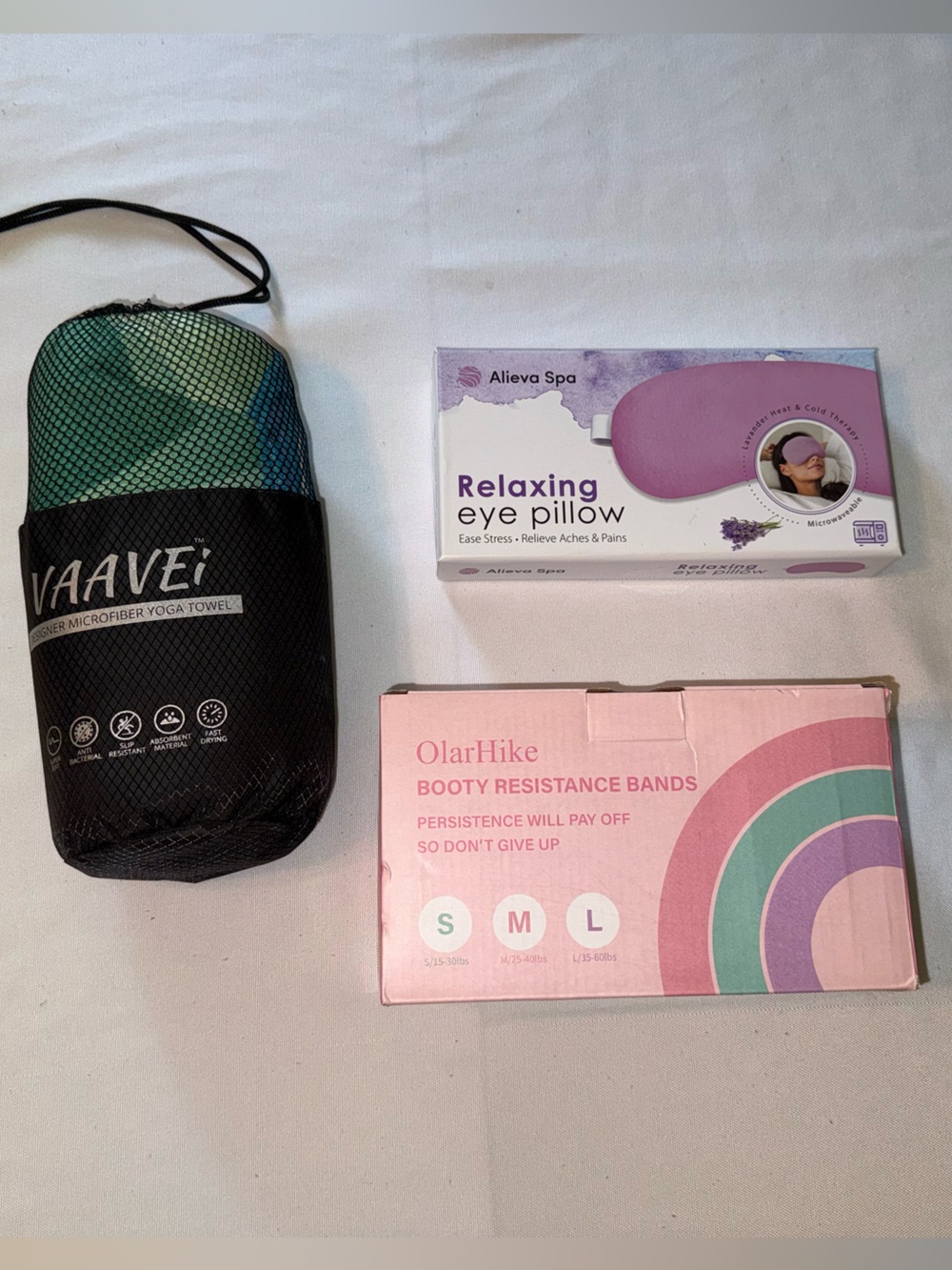 Self care bundle All brandNew Lavender eye pillow,3Pack of BootyBands,Yoga Towel